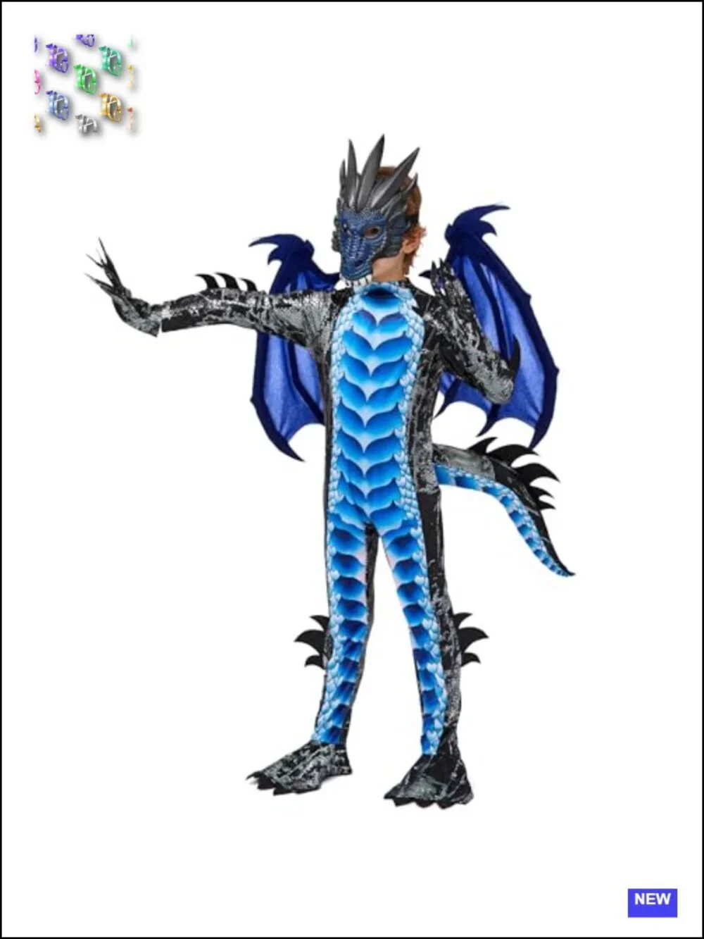 Kids Halloween Dragon Costume Set with Mask, Wings, Tail, Gloves & Jumpsuit